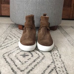 Italian suede-brown high top sneakers-Garnet Hill